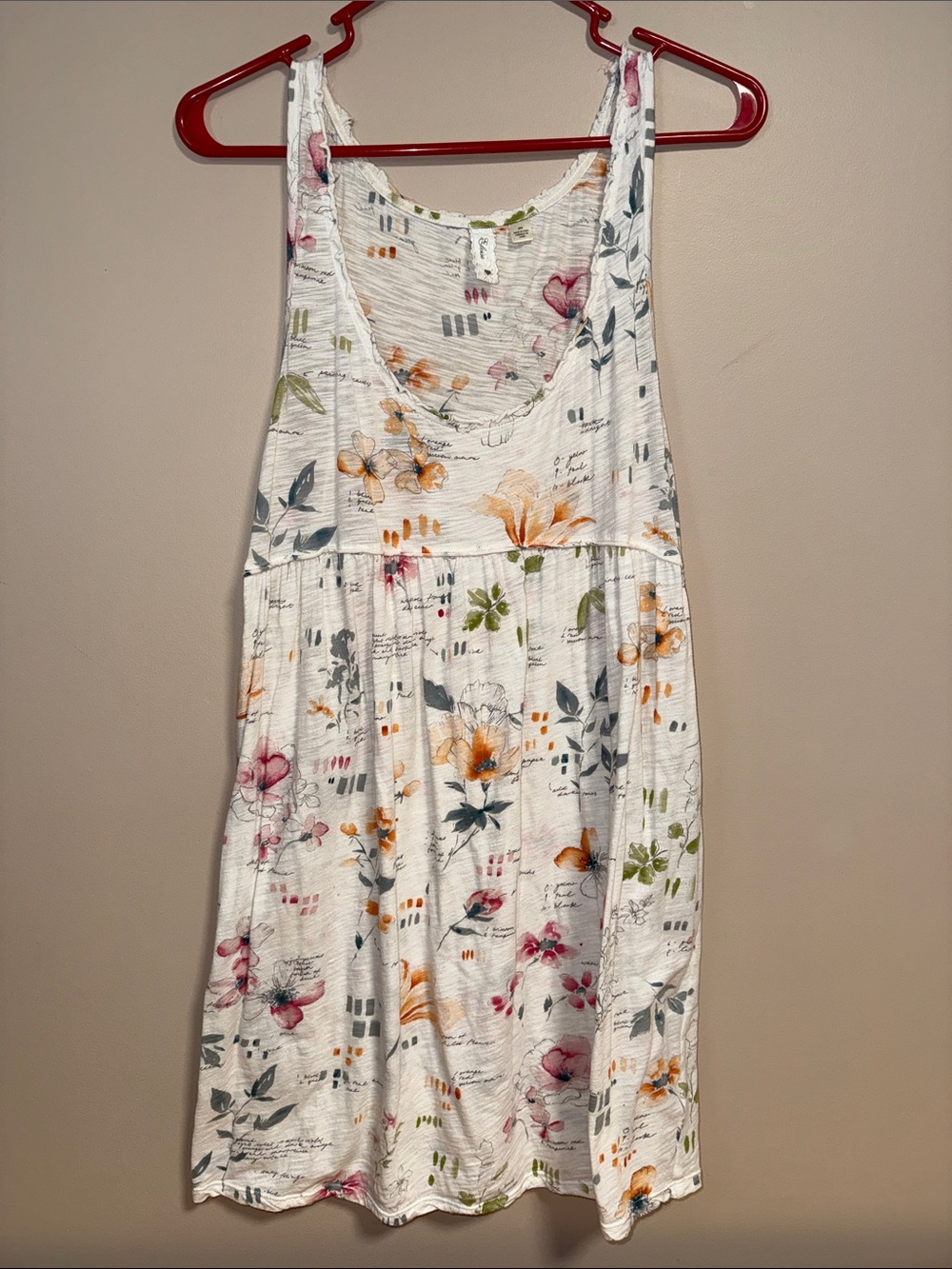 Floral Scoop-Neck Camisole Dress in Cream and Multi